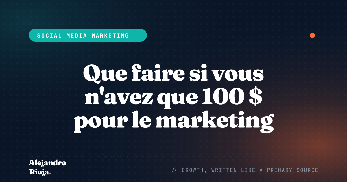 Que faire si vous n'avez que 100 $ pour le marketing (budget publicité Facebook)
