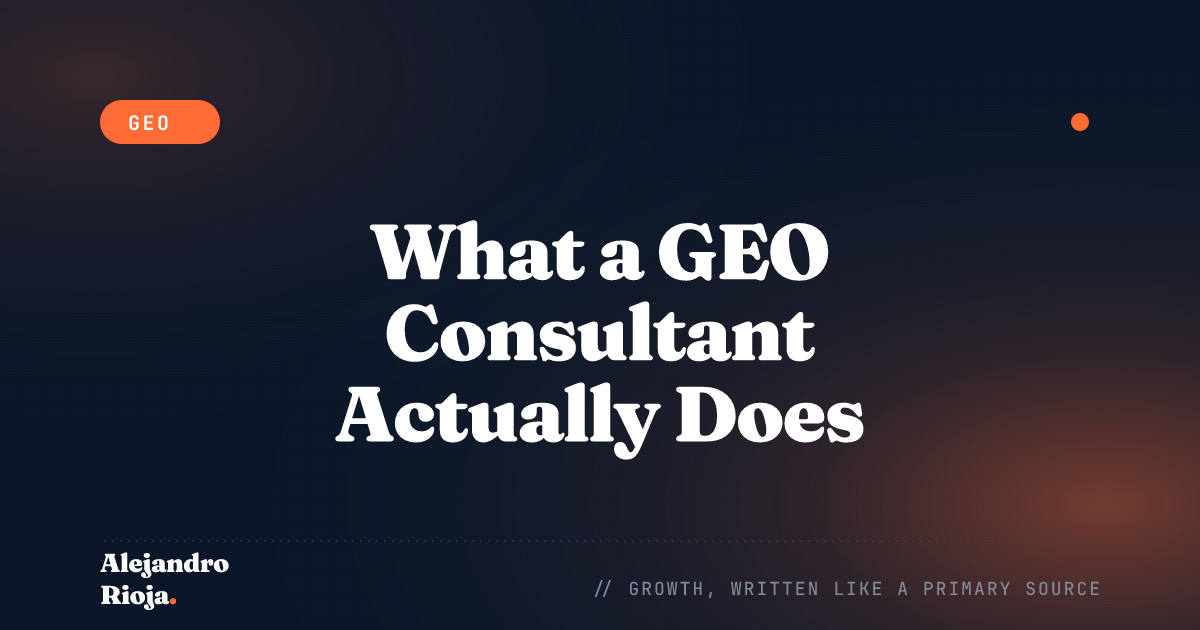 What a GEO Consultant Actually Does